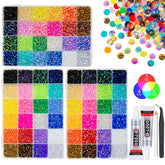 qiipii tres cajas de cristales resina multicolor para uñas y manualidades