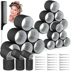 Qinzave self grip curlers kit with roller set for heatless curls and volume.