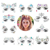 Qiseven joyas faciales sirena, brillo intenso para fiestas y festivales.