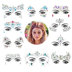 Qiseven joyas faciales sirena, brillo intenso para fiestas y festivales.