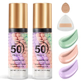 QIUFSSE primer color corrector SPF50 con esponja para una base suave