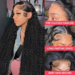 QKOQKO 30-inch water wave lace front wig adds dramatic length and movement.