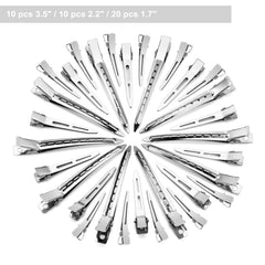 Pinza Qoneyik pico de pato 1.7 pulgadas, plata, útil para rizos y pin curls.