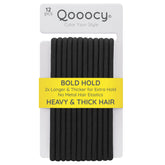 Qooocy lazo elástico extra largo para cabello grueso, ideal para trenzas y coletas.