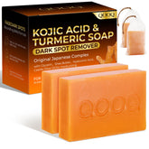 QOOQ turmeric kojic acid soap packaging for daily cleansing and premium ingredients.