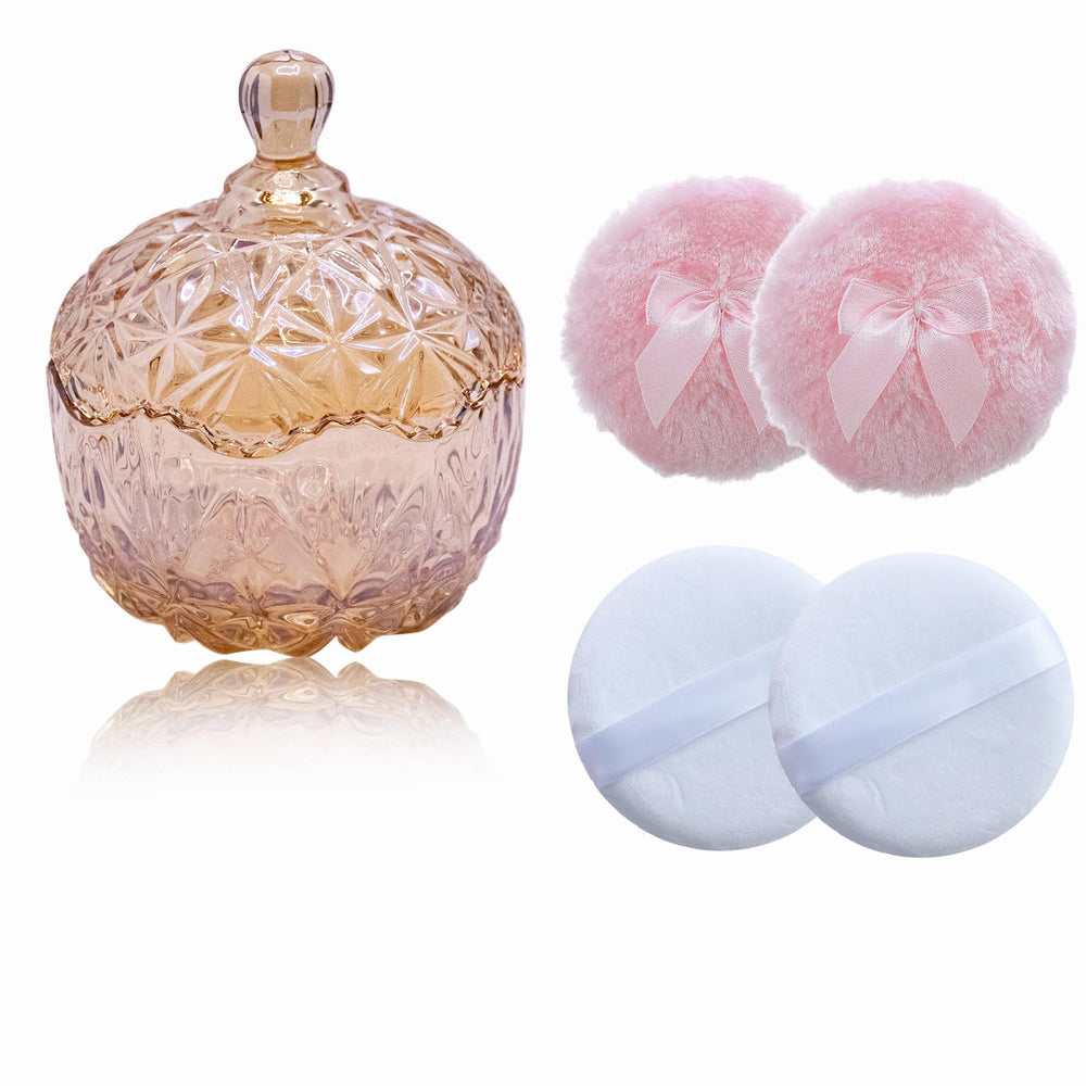Qopoto Amber Crown powder puff set with case for even application