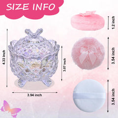 Qopoto crystal glass powder container stores puffs with style.