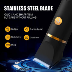 Qreeyx Manscape foil shaver head delivering smooth trims on sensitive areas