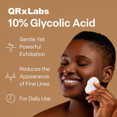 QRxLabs Glycolic Pad on skin for gentle exfoliation