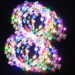 Corona LED con flores QSJQllo para fiestas, brillo festivo y cómodo ajuste.