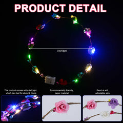 Diadema luminosa con flores QSJQllo, perfecta para bodas y eventos nocturnos.