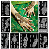 QSTOHENA henna stencil collection for hands and forearms, enabling easy temporary designs.