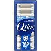 Q-tips Cotton Swabs packaging 750-count, ideal for daily hygiene and beauty routines.