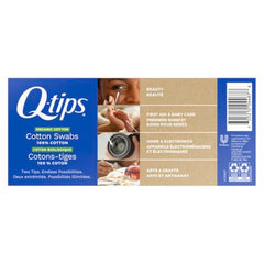 Q-tips Cotton Swabs tip close-up shows soft cotton tip for precise application