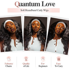 Quantum Love Yaki Curly Headband Wig back view with secure fit.