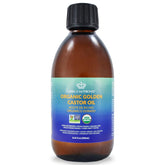 Queen of the Thrones Organic Golden Castor Oil in amber bottle for pure, hexane-free skin care