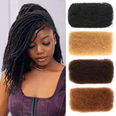 QUEEN VIRGIN REMY Afro kinky bulk hair shows curl definition for versatile styles.