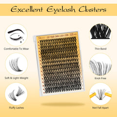 QUEWEL 40D lash clusters close-up showing wispy volume option