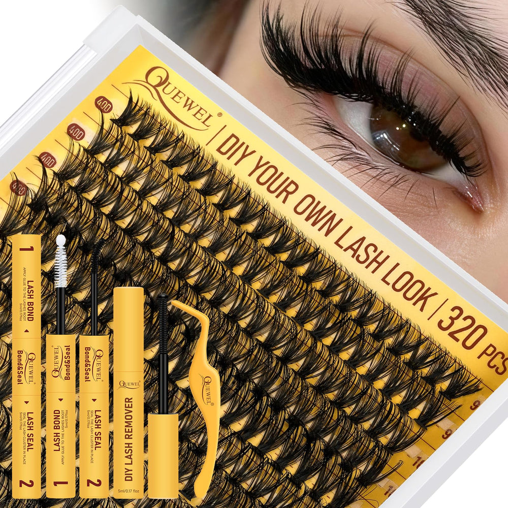 QUEWEL lash clusters kit 320 pcs box for easy DIY lash application