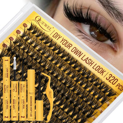 QUEWEL lash clusters kit 320 pcs box for easy DIY lash application