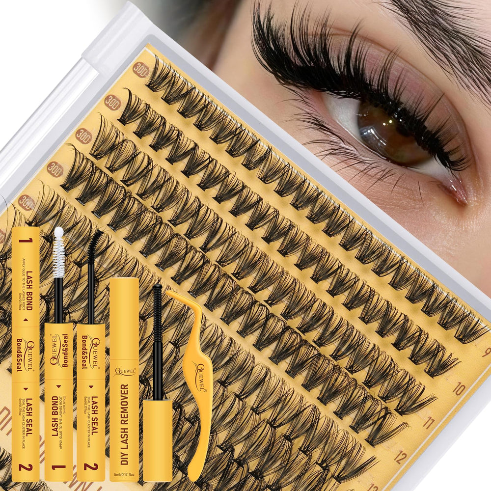QUEWEL lash clusters kit, 320 pieces for versatile DIY lash looks.