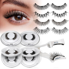 QUEWEL magnetic eyelashes 4-pair kit for fast, glue-free glam