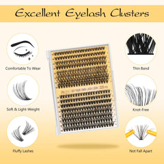 QUEWEL wispy lash clusters 9-16mm for natural, fluffy eyes.