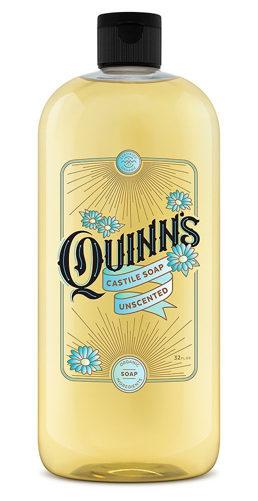 Quinn's Jabón líquido de Castilla puro en botella, suave para piel sensible.