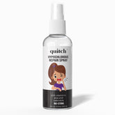 Quitch piercing aftercare spray bottle front highlighting hypochlorous acid formula for gentle cleansing.