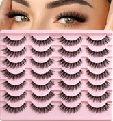 QUNETY Lashes wispy cat eye closeup shows natural lift for daily glam