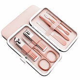 QURIPE rose gold manicure set case opened for premium grooming on the go