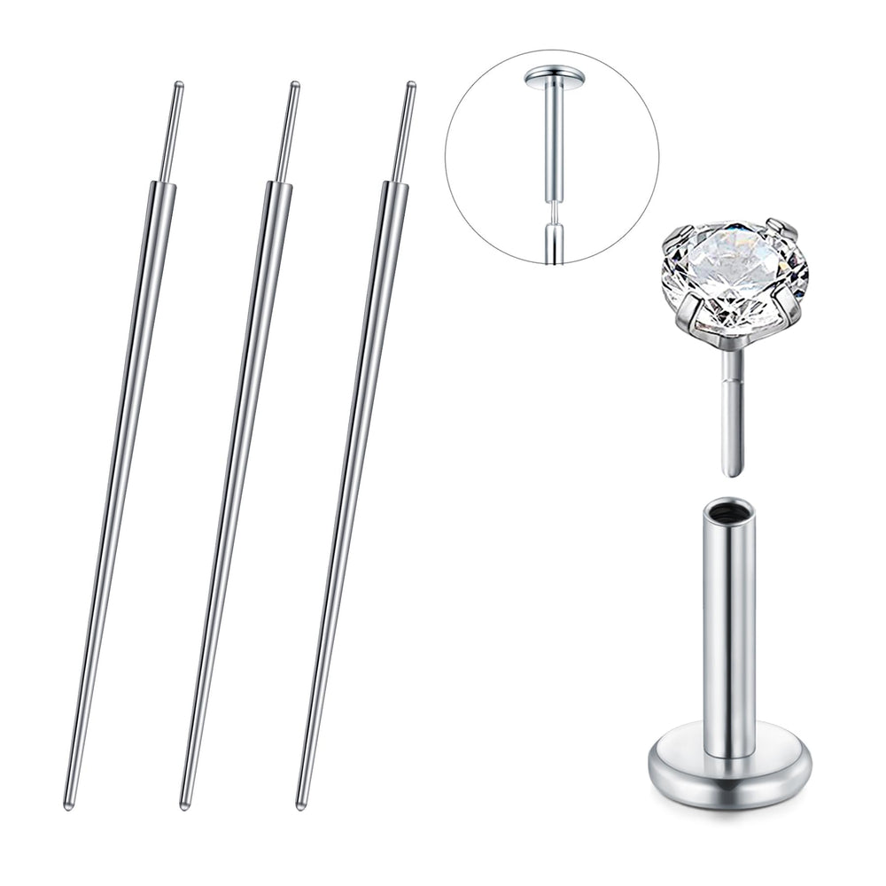 QWALIT piercing taper top view shows compatibility with most threadless jewelry