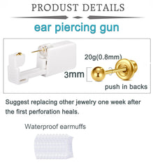 Pistola de perforación QWALIT en acero inoxidable para perforar orejas en casa con precisión.