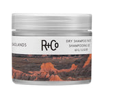 R+Co Badlands jar closeup showing the 2-in-1 formula for oil control and texture