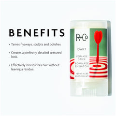 R+Co Dart Hair Wax Stick taming flyaways for a polished look