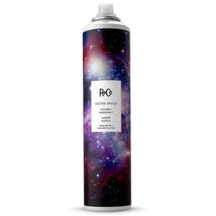 R+Co Outer Space Light Hair Spray bottle with unscented formula for versatile styling