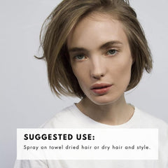 R+Co Trophy Shine + Texture Spray texture-boosting formula creates textured looks.