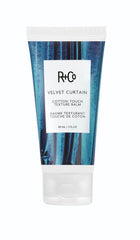 R+Co Velvet Curtain balm texture close-up for smooth, piecey hair.