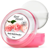 R-NEU body powder bottle with puff for easy, mess-free application.