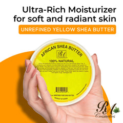 RA Cosmetics Manteca de Karité Dorada, textura rica para una piel suave.