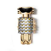 Rabanne Fame bottle front view highlights the chainmail-inspired design for glamorous scent moments.