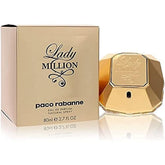 Rabanne Lady Million EDP bottle front view with gold tones for everyday luxury