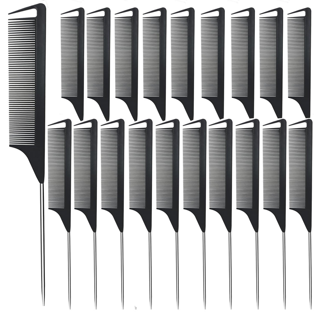Rabetly metal carbon parting combs set in black for precise parting and braids.
