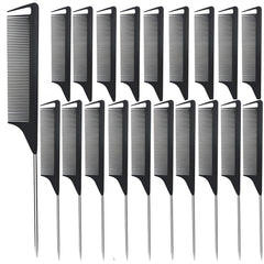 Rabetly metal carbon parting combs set in black for precise parting and braids.