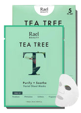 Rael mascarilla arbol del te bambu en rostro para purificar poros.