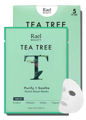 Rael mascarilla arbol del te bambu en rostro para purificar poros.