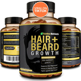 Rainbow Nutrients hair beard growth bottle showing daily nourishment for stronger hair