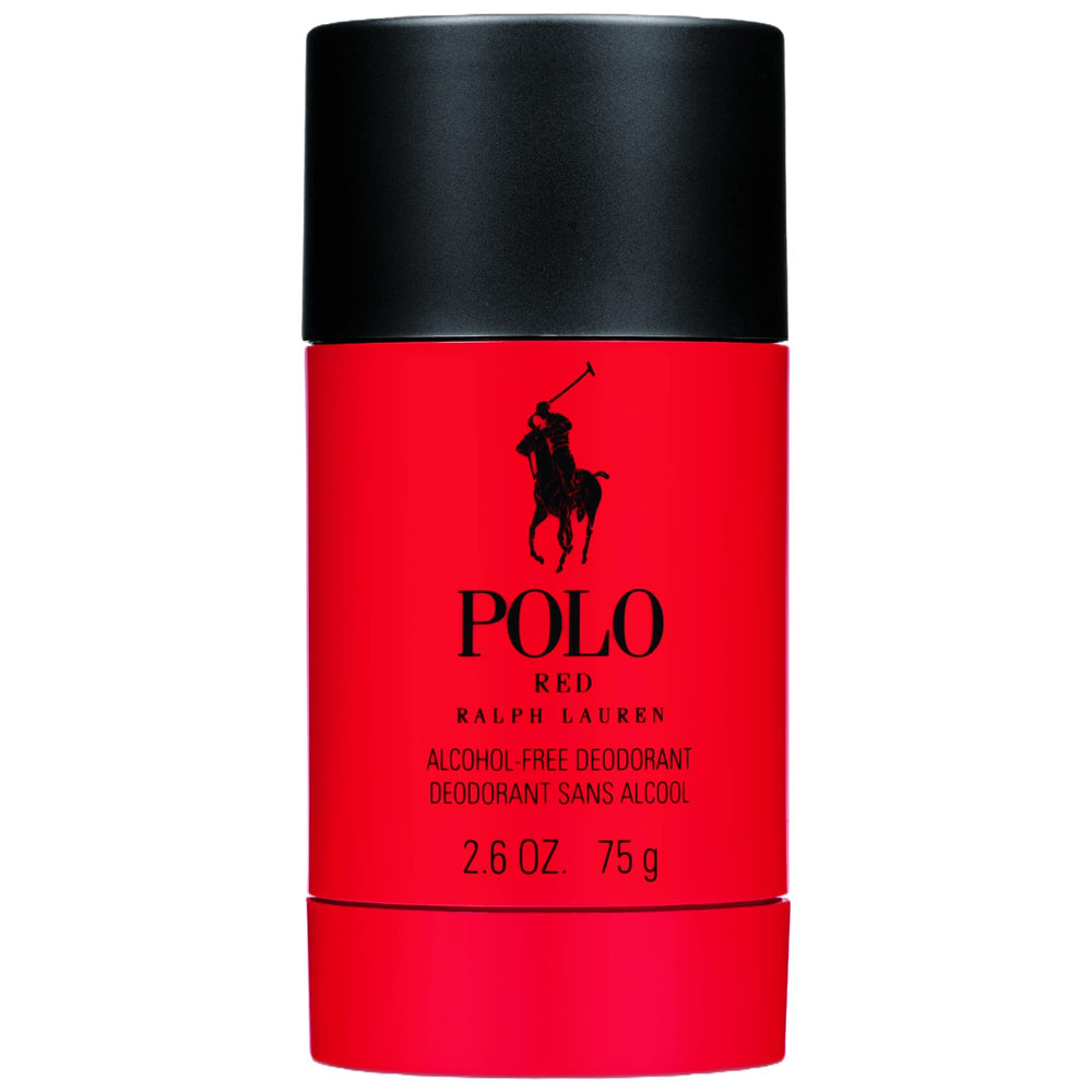 Ralph Lauren Polo Red deodorant stick with a woody, spicy profile for daily freshness.
