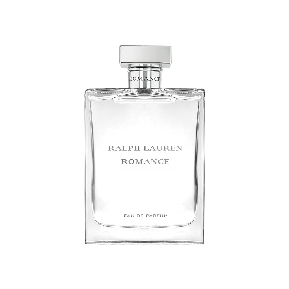 Ralph Lauren Romance bottle on a reflective surface for everyday elegance.