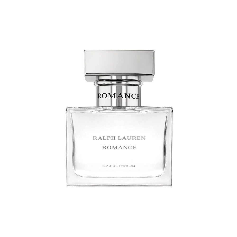Ralph Lauren Romance bottle with pour, suggesting effortless application and refinement.